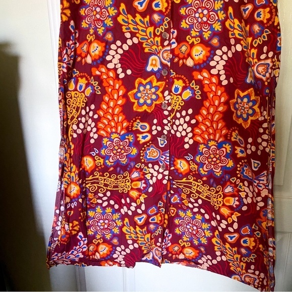 La DoubleJ Dress Bowling Floral Orange Relaxed Maxi Shirtdress Taranta XS GUC - Picture 3 of 12